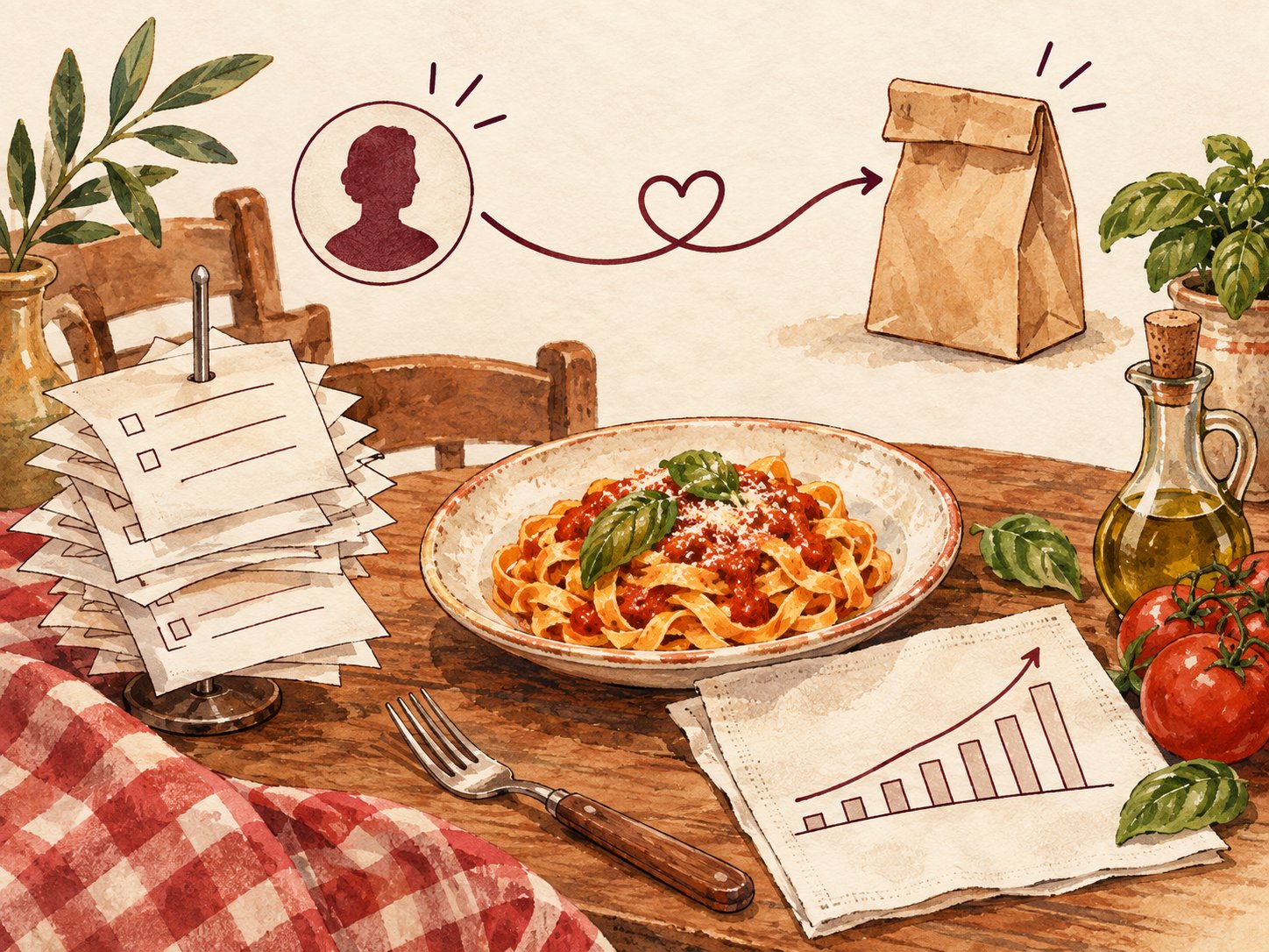 Illustrated order history, returning customer and sales trends