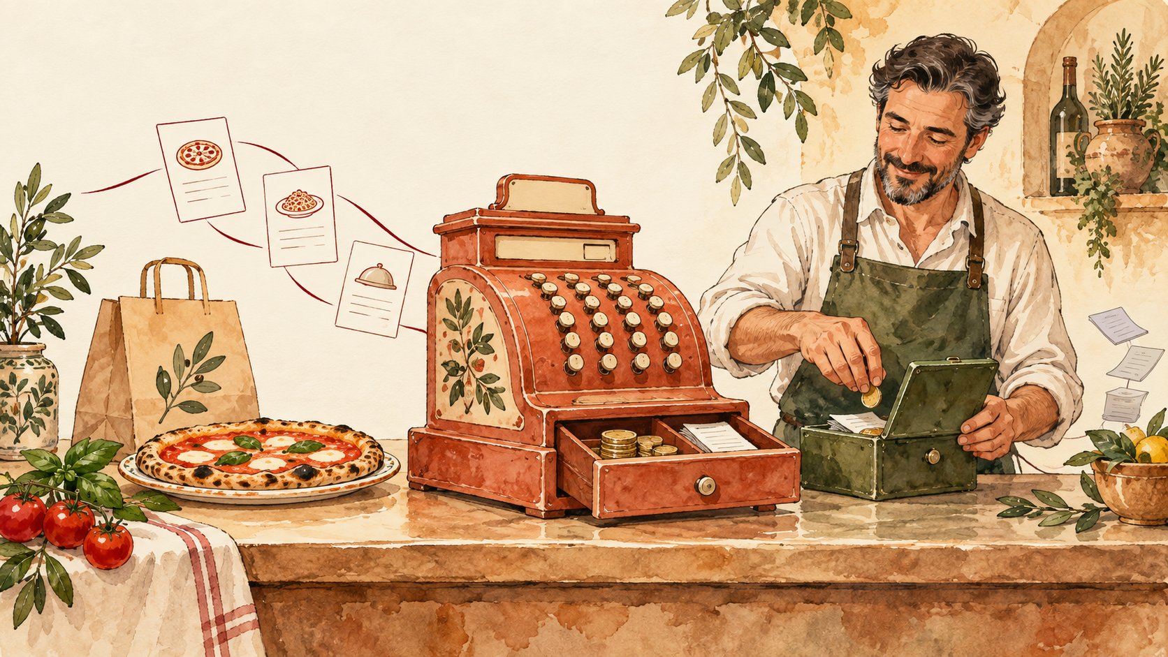 Restaurant till with direct orders and revenue kept by the venue